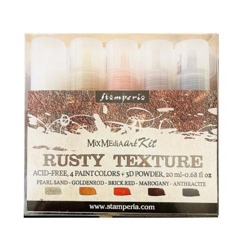 Stamperia - Acrylfarbe & 3D Farbpulver "Rusty Texture Paints" 5x20ml