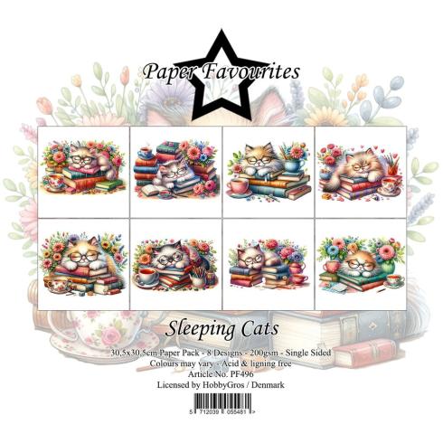Paper Favourites - Designpapier "Sleeping Cats" Paper Pack 12x12 Inch 8 Bogen