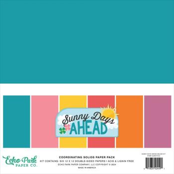 Echo Park - Cardstock "Sunny Days Ahead" Coordinating Solids Paper 12x12 Inch - 6 Bogen 