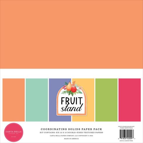 Carta Bella - Cardstock "Fruit Stand" Coordinating Solids Paper Pack 12x12 Inch - 6 Bogen