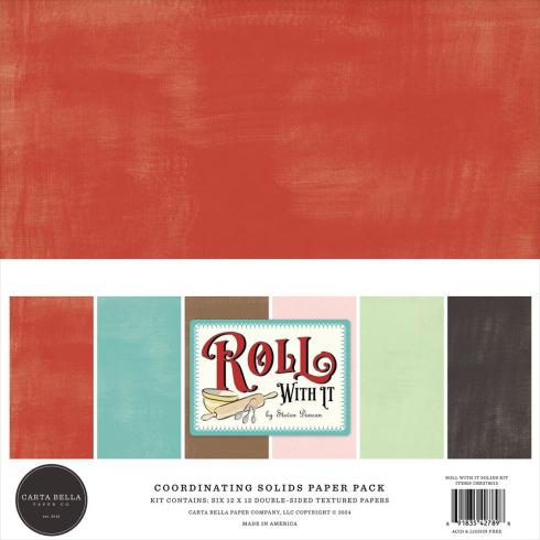 Carta Bella - Cardstock "Roll With It" Coordinating Solids Paper Pack 12x12 Inch - 6 Bogen