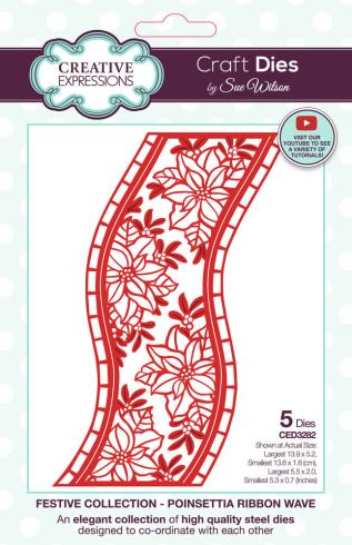 Creative Expressions - Stanzschablone "Festive Collection Poinsettia Ribbon Wave" Craft Dies Design by Sue Wilson