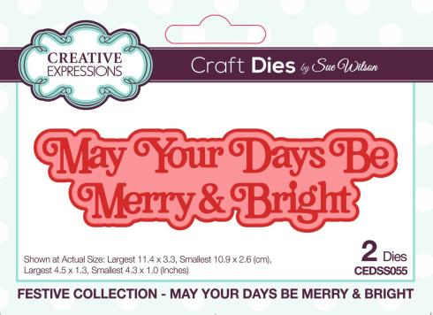 Creative Expressions - Stanzschablone "Festive Collection May Your Day Be Merry & Bright" Craft Dies Design by Sue Wilson