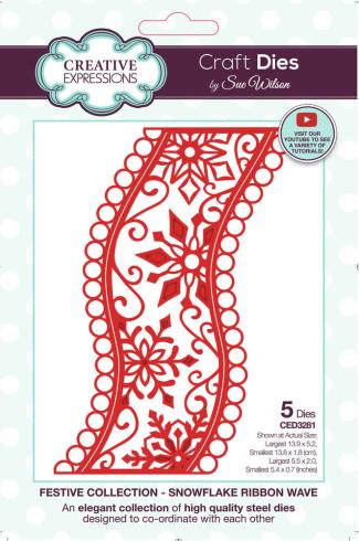 Creative Expressions - Stanzschablone "Festive Collection Snowflake Ribbon Wave" Craft Dies Design by Sue Wilson