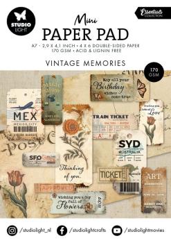 Studio Light - Designpapier "Vintage Memories" Mini Paper Pad 2,9x4,1 Inch - 24 Bogen