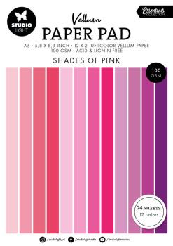 Studio Light - Pergamentpapier "Shades of Pink" Vellum Paper Pad 5,8x8,3 Inch - 24 Bogen