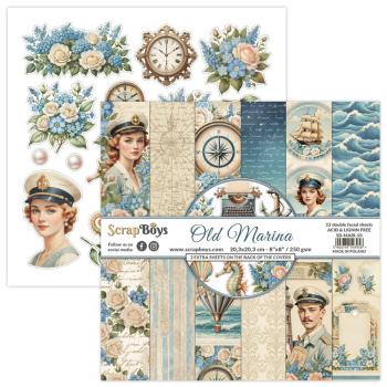 ScrapBoys - Designpapier "Old Marina" Paper Pack 8x8 Inch - 12 Bogen