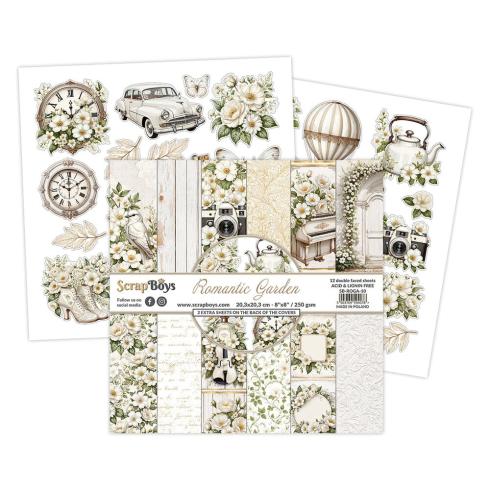 ScrapBoys - Designpapier "Romantic Garden" Paper Pack 8x8 Inch - 12 Bogen