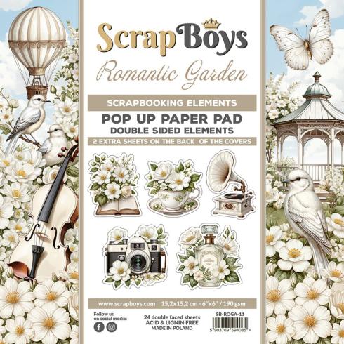ScrapBoys - Stanzteile "Romantic Garden" Pop Up Paper Pack 6x6 Inch - 24 Bogen
