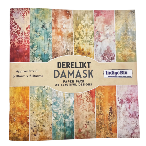 IndigoBlu - Designpapier "Derelikt Damask" Paper Pack 8x8 Inch - 24 Bogen