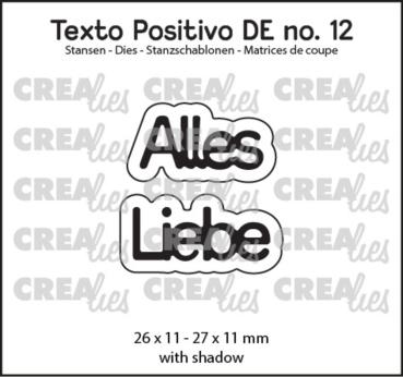 Crealies - Stanzschablone "Alles Liebe" Texto Positivo Dies