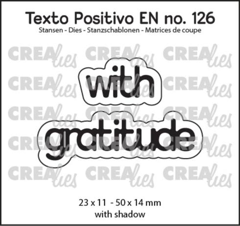 Crealies - Stanzschablone "With Gratitude" Texto Positivo Dies