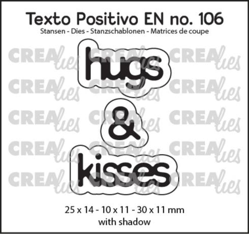 Crealies - Stanzschablone "Hugs & Kisses" Texto Positivo Dies