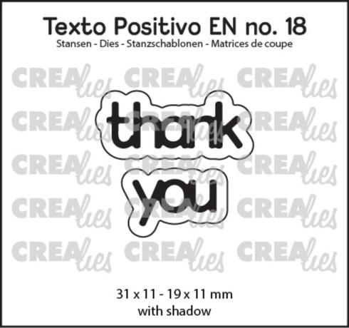 Crealies - Stanzschablone "Thank You" Texto Positivo Dies