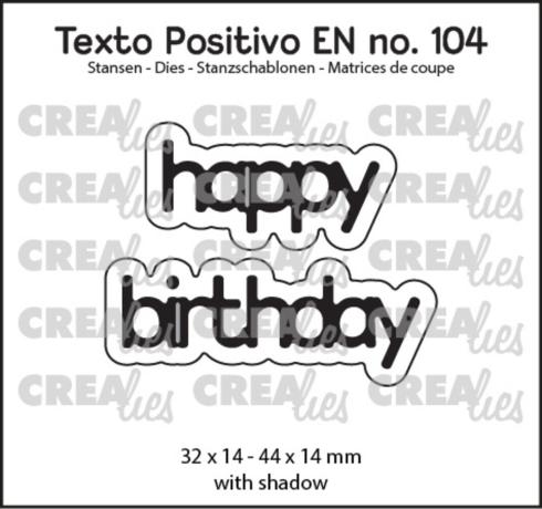 Crealies - Stanzschablone "Happy Birthday" Texto Positivo Dies