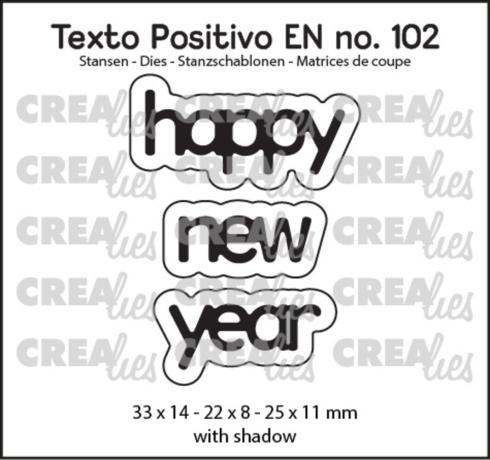 Crealies - Stanzschablone "Happy New Year" Texto Positivo Dies