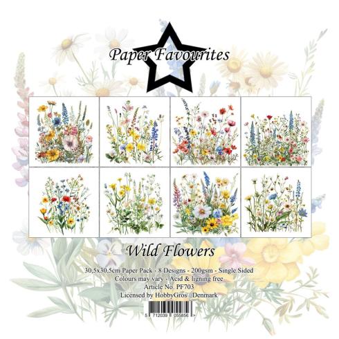 Paper Favourites - Designpapier "Wild Flowers" Paper Pack 12x12 Inch 8 Bogen