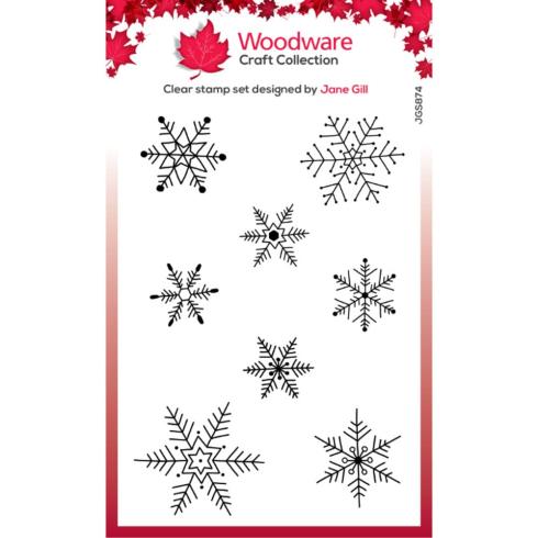 Woodware - Stempelset "Paintable Baubles Snowflakes" Clear Stamps Design by Jane Gill