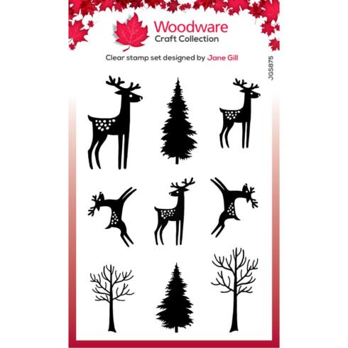 Woodware - Stempelset "Paintable Baubles Reindeer Fillers" Clear Stamps Design by Jane Gill
