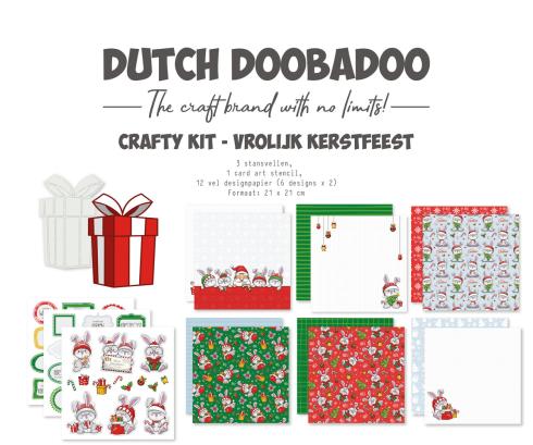 Dutch Doobadoo - Papier Kit "Vrolijk Kerstfeest" Crafty Kit - 12 Bogen