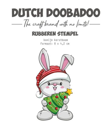 Dutch Doobadoo - Gummistempel "Konijn Kerstboom" Rubber Stamp 8x4,2cm
