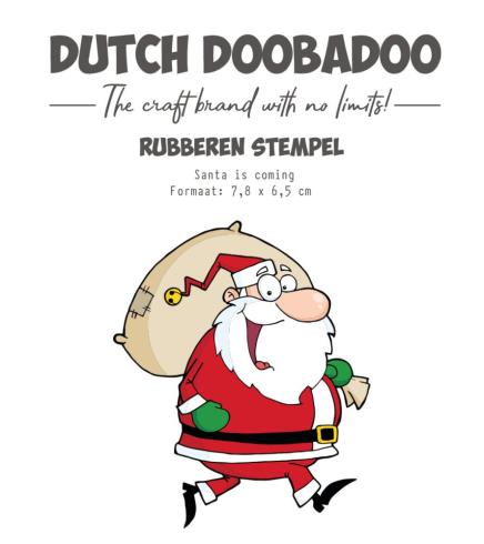 Dutch Doobadoo - Gummistempel "Santa Is Coming" Rubber Stamp 7,8x6,5cm