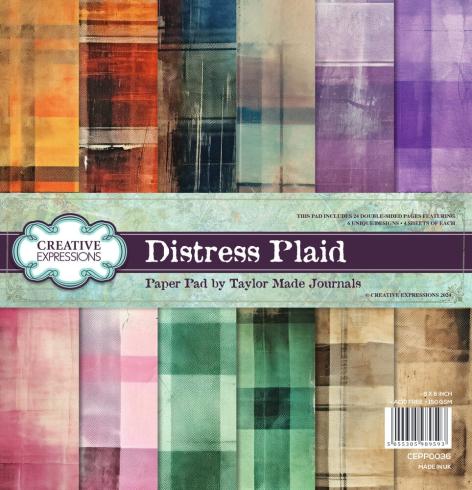 Creative Expressions - Designpapier "Distress Plaid" Paper Pack 8x8 Inch - 24 Bogen  