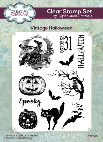 Creative Expressions - Stempelset "Vintage Halloween" Clear Stamps 6x8 Inch Design by Taylor Made Journals