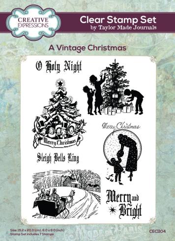 Creative Expressions - Stempelset "A Vintage Christmas" Clear Stamps 6x8 Inch Design by Taylor Made Journals