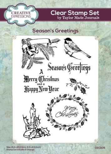 Creative Expressions - Stempelset "Season's Greetings" Clear Stamps 6x8 Inch Design by Taylor Made Journals