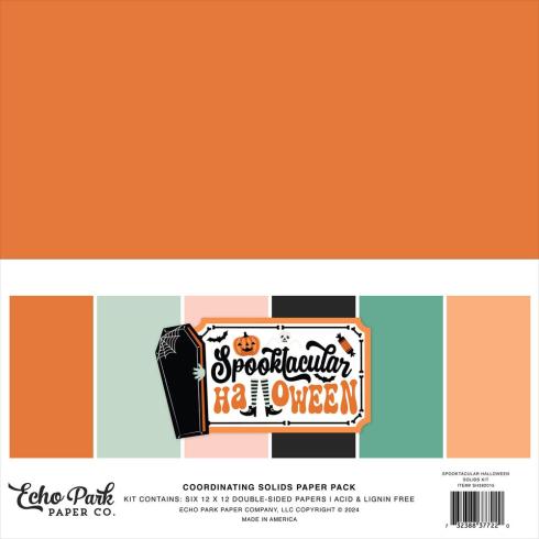 Echo Park - Cardstock "Spooktacular Halloween" Coordinating Solids Paper 12x12 Inch - 6 Bogen 