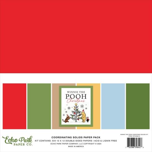 Echo Park - Cardstock "Winnie The Pooh Christmas" Coordinating Solids Paper 12x12 Inch - 6 Bogen 