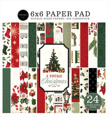 Carta Bella - Designpapier "A Vintage Christmas" Paper Pad 6x6 Inch - 24 Bogen
