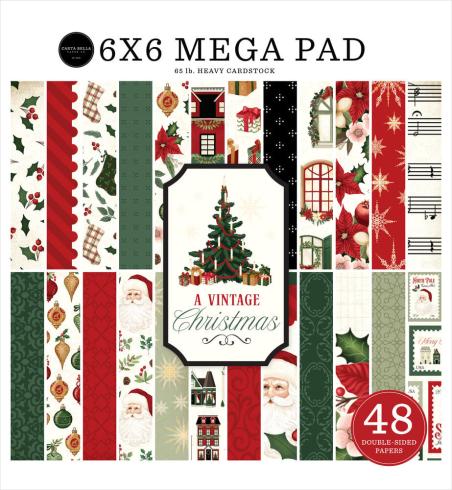 Carta Bella - Designpapier "A Vintage Christmas" Cardmakers Mega Pad 6x6 Inch - 48 Bogen