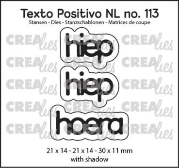 Crealies - Stanzschablone "Hiep Hiep Hoera" Texto Positivo Dies