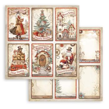 Stamperia - Designpapier "Gear up for Christmas" Paper Pack 8x8 Inch - 10 Bogen