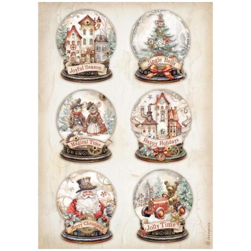 Stamperia - Decopatch Papier "Snowglobes" Decoupage A4 - 6 Bogen  