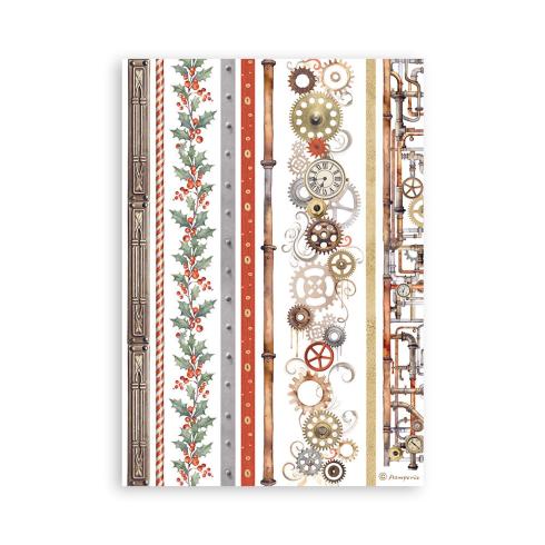 Stamperia - Washi Papier "Gear up for Christmas" Washi Pad 14,8x21cm - 8 Bogen