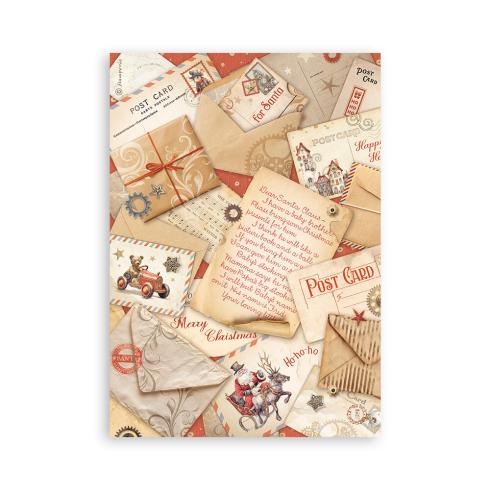 Stamperia - Washi Papier "Gear up for Christmas" Washi Pad 14,8x21cm - 8 Bogen