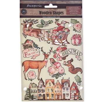 Stamperia - Holzteile A5 "Pink Christmas" Wooden Shapes