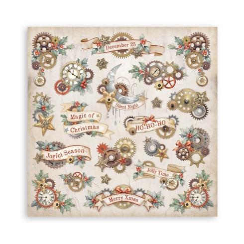 Stamperia - Designpapier "Gear up for Christmas" Paper Pack 12x12 Inch - 10 Bogen