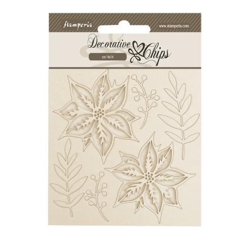 Stamperia - Holzteile 14x14 cm "Poinsettia" Decorative Chips