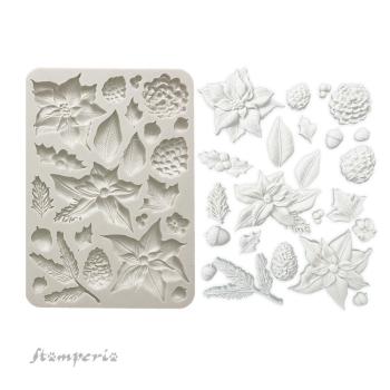 Stamperia - Gießform A5 "Poinsettia and Pinecones" Soft Mould 