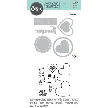 Sizzix - Stanzschablone & Stempelset "Love Hearts" Framelits Craft Dies & Clear Stamps by Olivia Rose