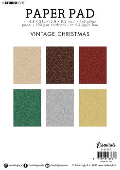 Studio Light - Glitzerpapier "Vintage Christmas" Glitter Paper Pad A5 - 36 Bogen