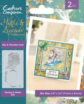 Crafters Companion - Stempelset & Stanzschablone "Sky & Thunder God" Stamp & Dies