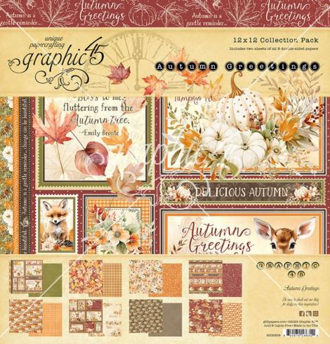 Graphic 45 - Designpapier "Autumn Greetings" Collection Pack 12x12 Inch - 16 Bogen