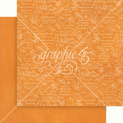 Graphic 45 - Designpapier "Autumn Greetings" Patterns & Solid Pad 12x12 Inch - 16 Bogen