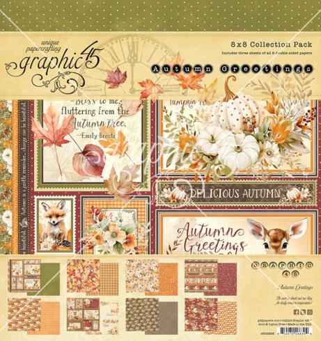 Graphic 45 - Designpapier "Autumn Greetings" Collection Pack 8x8 Inch - 16 Bogen