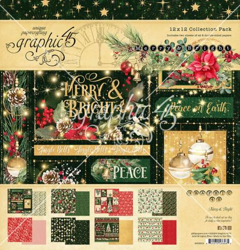 Graphic 45 - Designpapier "Merry & Bright" Collection Pack 12x12 Inch - 16 Bogen